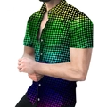 Men's short sleeve shirt featuring a vibrant colorful gradient with dot pattern textures - S / Tops / Rainbow Polka Dot Gradient Style (CSDX-30)