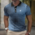 Men's light blue gradient Polo shirt with black pixel patterns and white horse logo - S / Top (Horse Pattern) / Blue