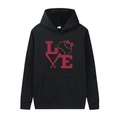 Schwarzer Freizeit-Kapuzenpullover mit kreativem rotem Love-Baseball-Print auf der Front - M / Schwarz - LOVE Druck