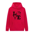 Roter Kapuzenpullover mit Love-Baseball-Aufdruck und vorderer Kängurutasche Design - M / Rot - LOVE Druck