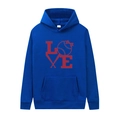 Königsblauer Hoodie mit Baseball-Herz-Print und Kängurutasche auf weißem Hintergrund - M / Königsblau - LOVE Druck
