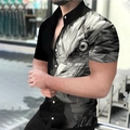 Men's short sleeve shirt in black with a modern geometric 3D eagle print pattern - S / Tops / Geometric Polygon Eagle Style (CSDX-90)