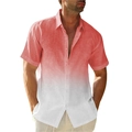 Men's short sleeve hawaiian shirt with coral red to white gradient and 3D digital print - S / Coral Red Gradient (OFS24341119-1)