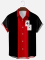 Detalle de camisa de hombre de manga corta con diseño rojo y negro y estampado de poker - 5XL / Estilo de Impresión de Póker Negro Rojo (CSDX-55)