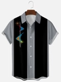 Detalle de camisa para hombre con estampados retro atómicos de mitad de siglo - 5XL / Estilo Estampado Vintage Gris Negro (CSDX-58)