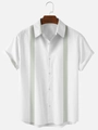 Détail de chemise blanche à manches courtes pour homme avec rayures grises verticales - 5XL / Style Rayure Verticale Blanc Gris (CSDX-59)