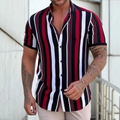 Camicia da uomo a maniche corte con strisce verticali rosse, nere e bianche audaci - S / Nero Rosso