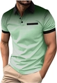 Close-up of green gradient polo shirt featuring black polka dot matrix and ribbed collar - S / Light Green