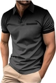 Detail of men's slim fit polo shirt featuring black and grey gradient with dot pattern - S / Black