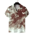Close-up of the palm tree print and button-down detail on the casual men's summer shirt - S / Red White Texture (GL52)