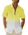 Men's short sleeve summer shirt featuring a vibrant yellow to white gradient ombré design - S / Yellow White Gradient (OFS24341119-2)