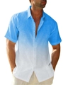 Camicia estiva da uomo a maniche corte con un motivo sfumato blu e bianco ombré - S / Tops / Sfumato Blu Brillante (OFS24341119-9)