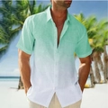 Camicia estiva da uomo con sfumatura verde e bianca e taschino sul petto per look da spiaggia - S / Tops / Sfumato Verde Menta (E01-ST00393)