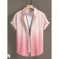 Camicia da uomo a maniche corte con sfumatura rosa e stile casual a bottoni - 3XL / Tops / Sfumato Rosa (E01-ST00394)