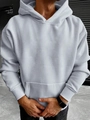 Men's light grey oversized hoodie with kangaroo pocket and dropped shoulder fit - 3XL / Grey-Basic