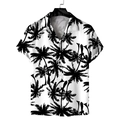 Men's short sleeve Hawaii shirt with palm tree print and black and white tropical patterns - S / Black White Coconut Palm (GL61)