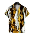 Dettaglio della camicia con colletto cubano e stampa con texture marmorea astratta - S / Stampa Motivo Marmo (GL31)