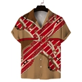 Men's short sleeve Cuban collar shirt with equestrian leopard and chain print pattern - S / Equestrian Belt Chain (GL40)