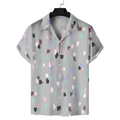 Chemise homme à manches courtes grise avec imprimé abstrait coloré et fleurs d'été - S / Coup de Pinceau Abstrait Gris (GL69)