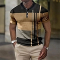 Herren Poloshirt mit schwarz-senfgelbem Farblock-Design und Waffelstruktur-Gewebe - M / Schwarz/Ingwer/Grau Patchwork