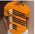 Herren Slim-Fit Polo-Shirt in Orange mit schwarz-weißen geometrischen Streifen - S / Orange Schwarz/Weiß Geometrisches Köper
