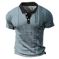 Men's polo shirt featuring blue-grey digital pixel texture print and black contrast collar - S / Tops / Gray Blue Pixel Texture (1)
