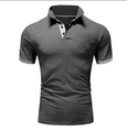 Detalle de polo gris de corte ajustado con ribetes grises y solapa de tres botones - XL / Gris Oscuro con Gris Claro