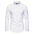 Nauwsluitend wit herenoverhemd met opstaande kraag en lange mouwen met knoopsluiting - S / Wit