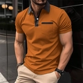 Slim fit men's orange short sleeve Polo shirt with black contrast collar and chest pocket - S / Camel