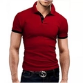 Ανδρικό polo slim fit σε μπορντό χρώμα με μαύρο γιακά και μανσέτες για το καλοκαίρι - M / Tops / Μπορντό