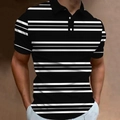 Men's fashion polo shirt featuring bold black and white horizontal stripes and classic collar - S / Tops / Black/White Horizontal Stripes (DXPL52)