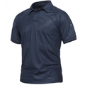 Navy blue men's polo shirt featuring a tactical sleeve zipper pocket and mesh texture - S / Tops / Tactical Navy Blue