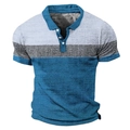 Men's slim-fit polo shirt with navy blue and white color-block striped design - S / Tops / Navy/White/Black-Gray Striped Patchwork (DXPL1200)