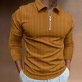 Détail d'un polo pour hommes avec rayures verticales et col muni d'une fermeture éclair - S / Hauts / Style marron caramel (CXLLPS-76)