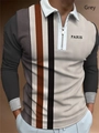 Polo à manches longues pour homme avec imprimé 3D et logo Paris en gris - S / Hauts / Patchwork gris Paris (PLLC-09)