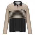 Men's long sleeve polo shirt featuring khaki contrast stripes and sporty polo collar - S / Khaki