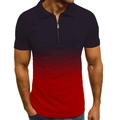 Detail of male polo shirt with vertical black to red gradient and modern metal zipper - S / Tops / Black and Red Gradient (PSLL191)