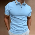 Polo da uomo slim fit celeste con colletto a costine a righe e chiusura con tre bottoni - S / Azzurro