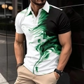 Herren Polo-Shirt mit Kontrastfarben und grünem Wirbelprint im Freizeit-Look - S / Grün