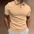 Detail of slim fit men's polo shirt featuring ribbed contrast striped collar and cuffs - S / Light Yellow