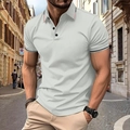 Polo casual de hombre en gris claro con cuello de canalé y solapa con botones - S / Gris claro