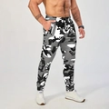 Pantaloni sportivi mimetici da uomo con coulisse e polsini elastici per il fitness - S / Grigio