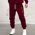 Heren sportbroek in bordeauxrood met New York letterprint en een wit trekkoordontwerp - S / Rood