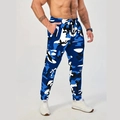 Détail du pantalon de jogging camouflage pour homme avec imprimé bleu et cordon de serrage - S / Bleu