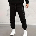 Zwarte heren joggingbroek met witte New York letterprint en verstelbaar trekkoord - S / Zwart