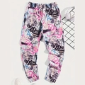 Herren Jogginghose mit buntem Graffiti-Aufdruck und elastischem Kordelzug am Bund - S / Graffiti-Stil (CK11)