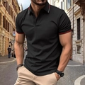 Men's slim fit black polo shirt with red and white striped ribbing on collar and sleeves - S / Black