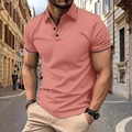 Men's slim fit polo shirt in coral pink with contrast black ribbed collar and sleeve cuffs - S / Watermelon red
