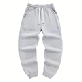 Pantalón de chándal gris claro para hombre con cintura elástica y puños acanalados - S / Gris