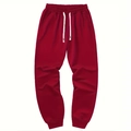 Pantalones de chándal para hombre en rojo oscuro con cintura elástica y cordón - S / Rojo